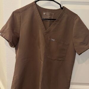 Figs Women’s Chocolate Brown Scrub Top and High Waisted Bottoms